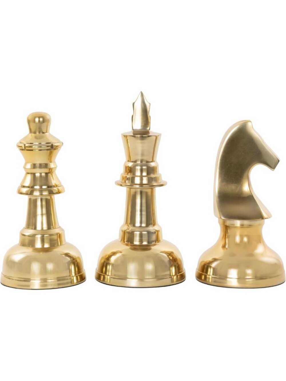 Set of 3 Gold Chess Decorative Sculptures - Knight, Queen & King Home Decor